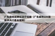 广东麻将纸牌玩法介绍图（广东麻将100张新手入门基本规则）