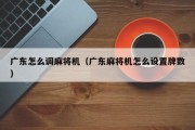 广东怎么调麻将机（广东麻将机怎么设置牌数）