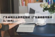 广东麻将什么软件比较好（广东麻将教学新手入门软件）