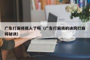 广东打麻将抓人了吗（广东打麻将的诀窍打麻将秘诀）
