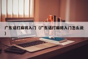 广东话打麻将入门（广东话打麻将入门怎么说）