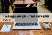 广东麻将进阶技巧视频（广东麻将教学视频新手入门）