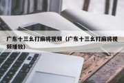 广东十三幺打麻将视频（广东十三幺打麻将视频播放）