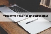 广东麻将字牌该怎么打的（广东麻将牌的叫法）